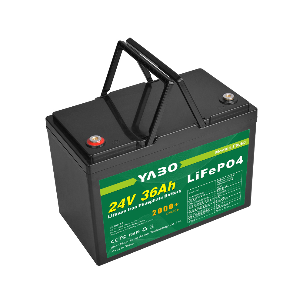 YABO 24V 36Ah LiFePO4 Lithium Iron Phosphate Battery – High Capacity, Long Cycles